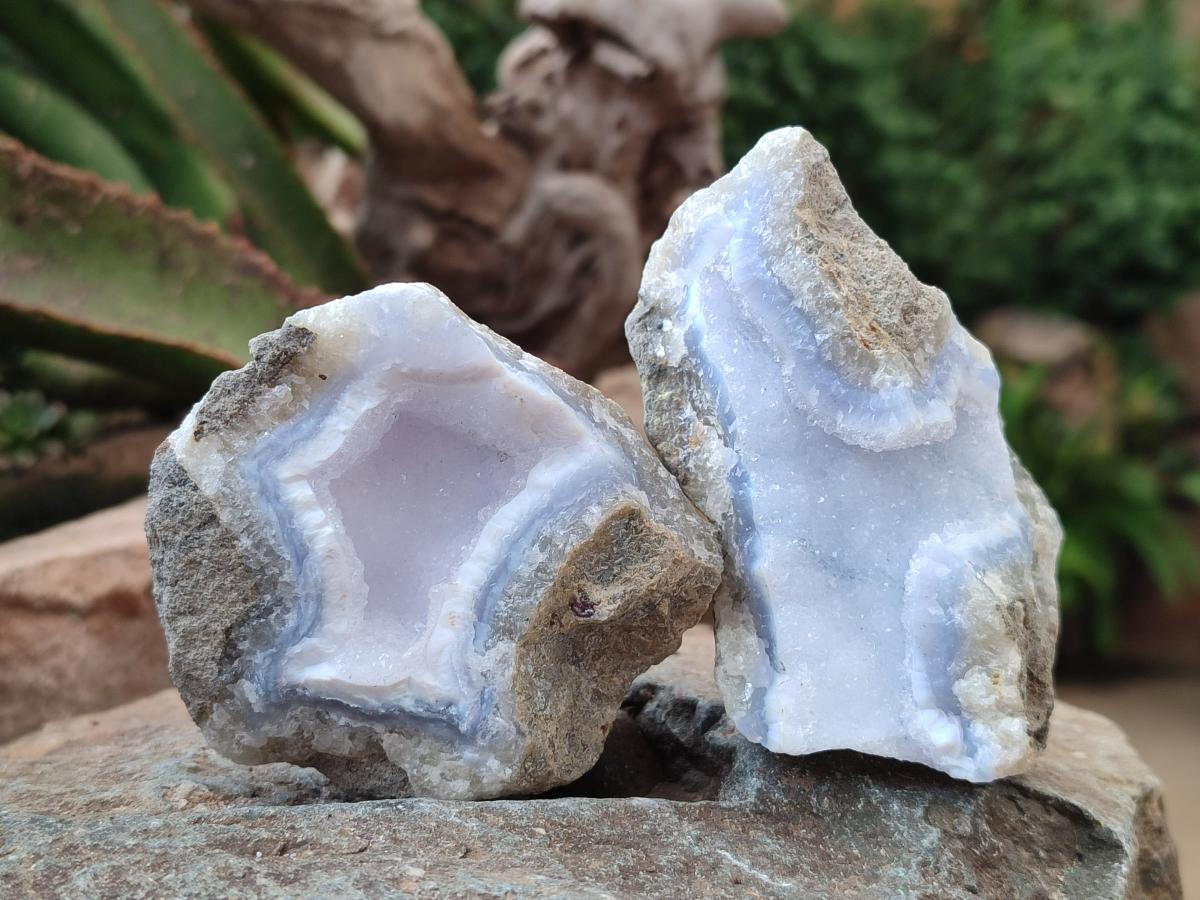 Natural Blue Lace Agate Geode Specimens x 12 From Nsanje, Malawi - Toprock Gemstones and Minerals 