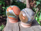 Polished Large Polychrome Jasper Spheres x 2 From NW Coast, Madagascar - Toprock Gemstones and Minerals 