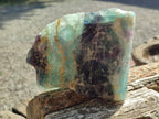 Polished On One Side Watermelon Fluorite Standing Display Pieces x 2 From Uis, Namibia - Toprock Gemstones and Minerals 