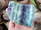 Polished On One Side Watermelon Fluorite Standing Display Pieces x 2 From Uis, Namibia - Toprock Gemstones and Minerals 
