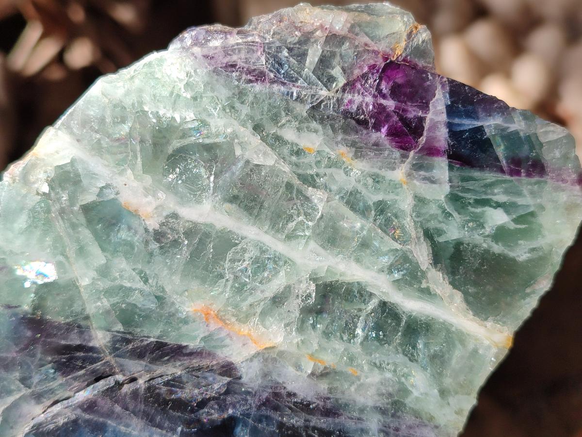 Polished On One Side Watermelon Fluorite Standing Display Pieces x 2 From Uis, Namibia - Toprock Gemstones and Minerals 