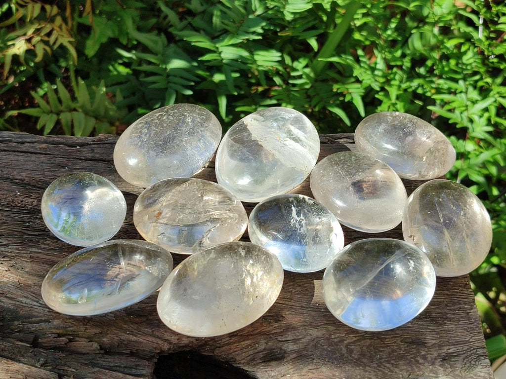 Polished Clear Quartz Galets x 12 From Madagascar - Toprock Gemstones and Minerals 