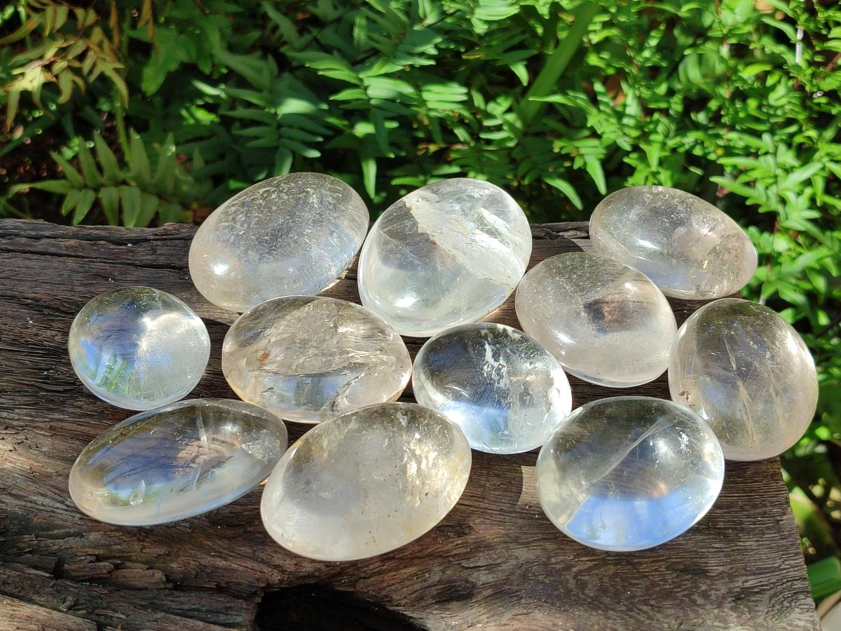 Polished Clear Quartz Galets x 12 From Madagascar - Toprock Gemstones and Minerals 