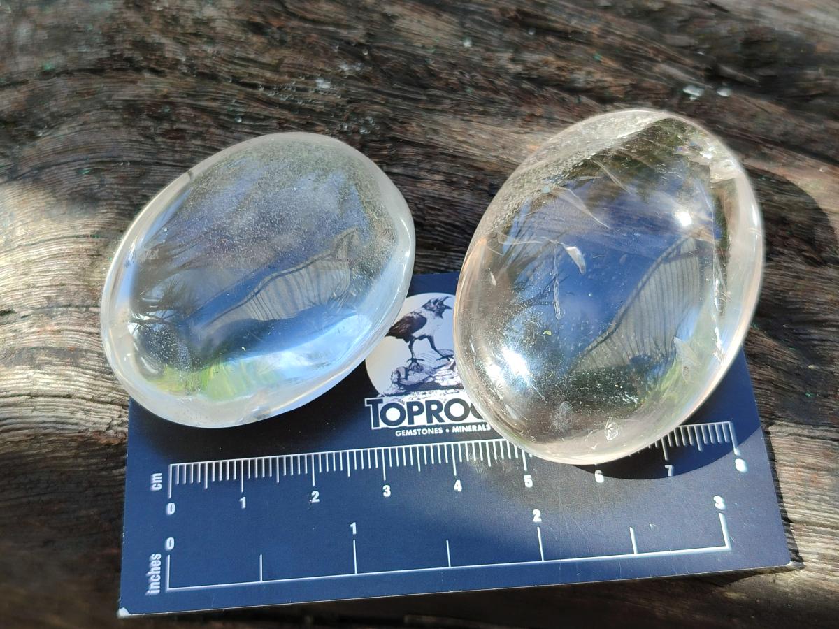 Polished Clear Quartz Galets x 12 From Madagascar - Toprock Gemstones and Minerals 