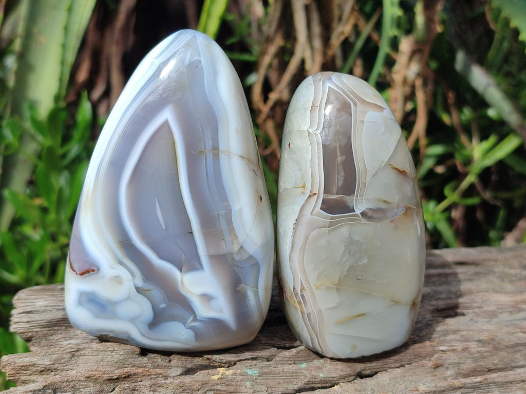 Polished Banded Agate Standing Display Pieces x 6 From Madagascar - Toprock Gemstones and Minerals 