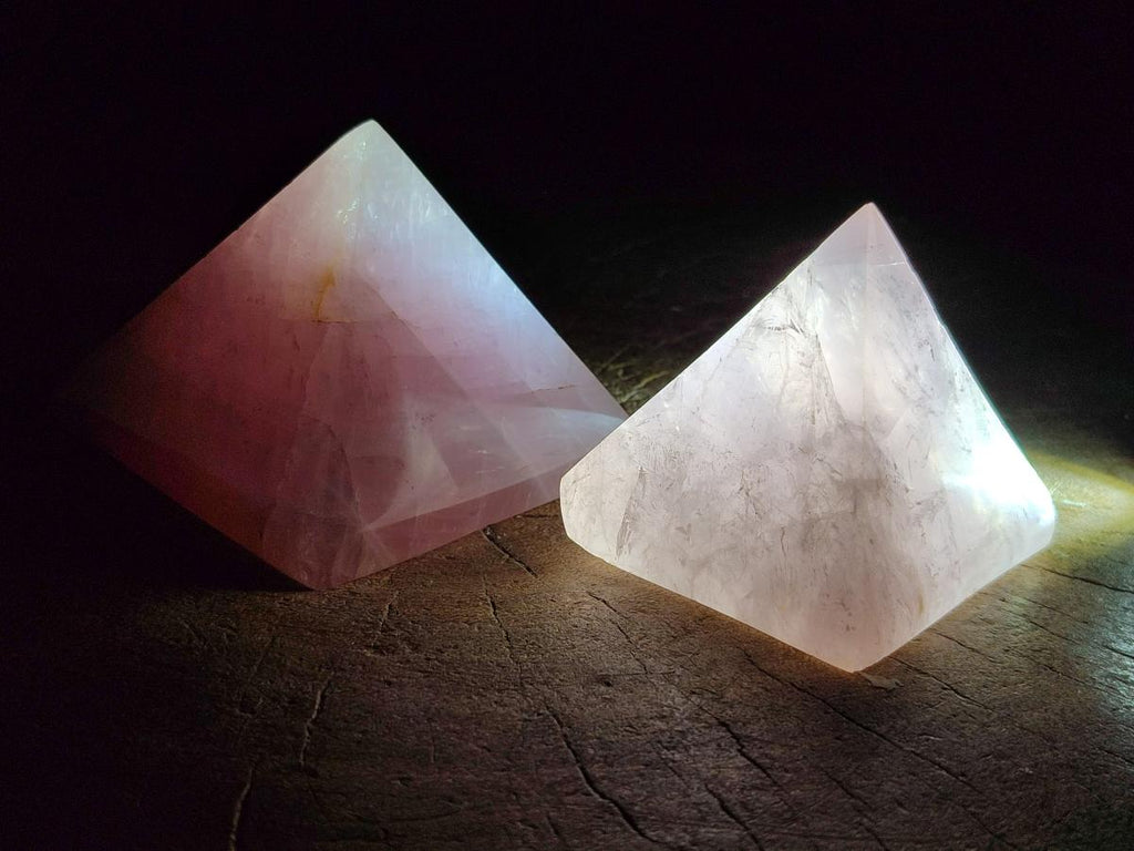 Polished Gemmy Rose Quartz Pyramids x 6 From Madagascar - Toprock Gemstones and Minerals 