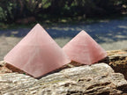 Polished Gemmy Rose Quartz Pyramids x 6 From Madagascar - Toprock Gemstones and Minerals 