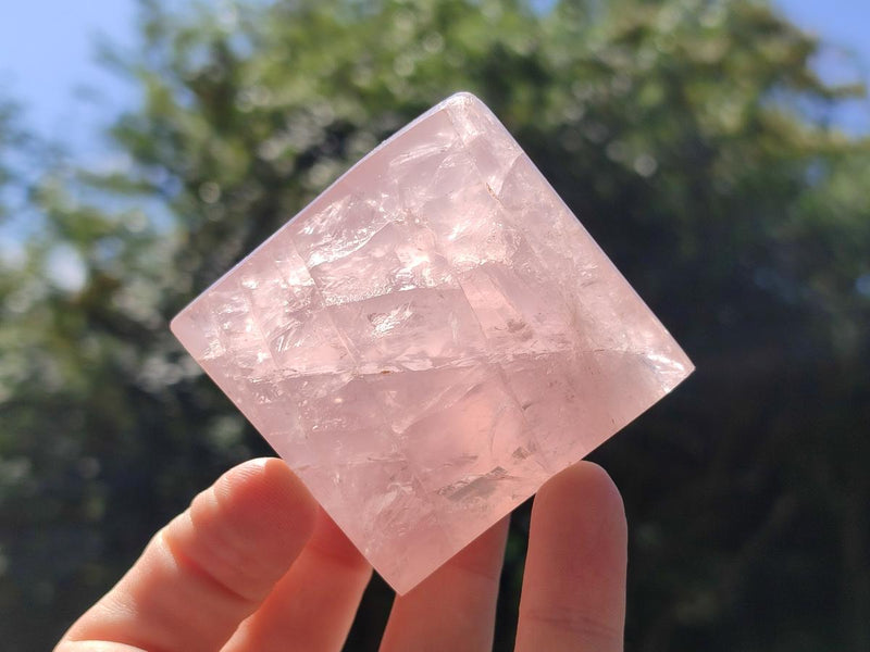 Polished Gemmy Rose Quartz Pyramids x 6 From Madagascar - Toprock Gemstones and Minerals 