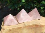 Polished Gemmy Rose Quartz Pyramids x 6 From Madagascar - Toprock Gemstones and Minerals 