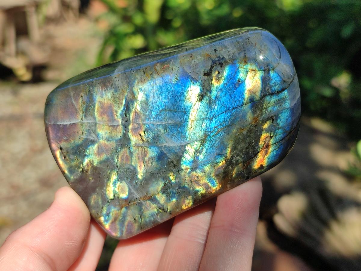 Polished Rare Purple Sunset Flash Labradorite Standing Free Forms x 6 From Madagascar - Toprock Gemstones and Minerals 