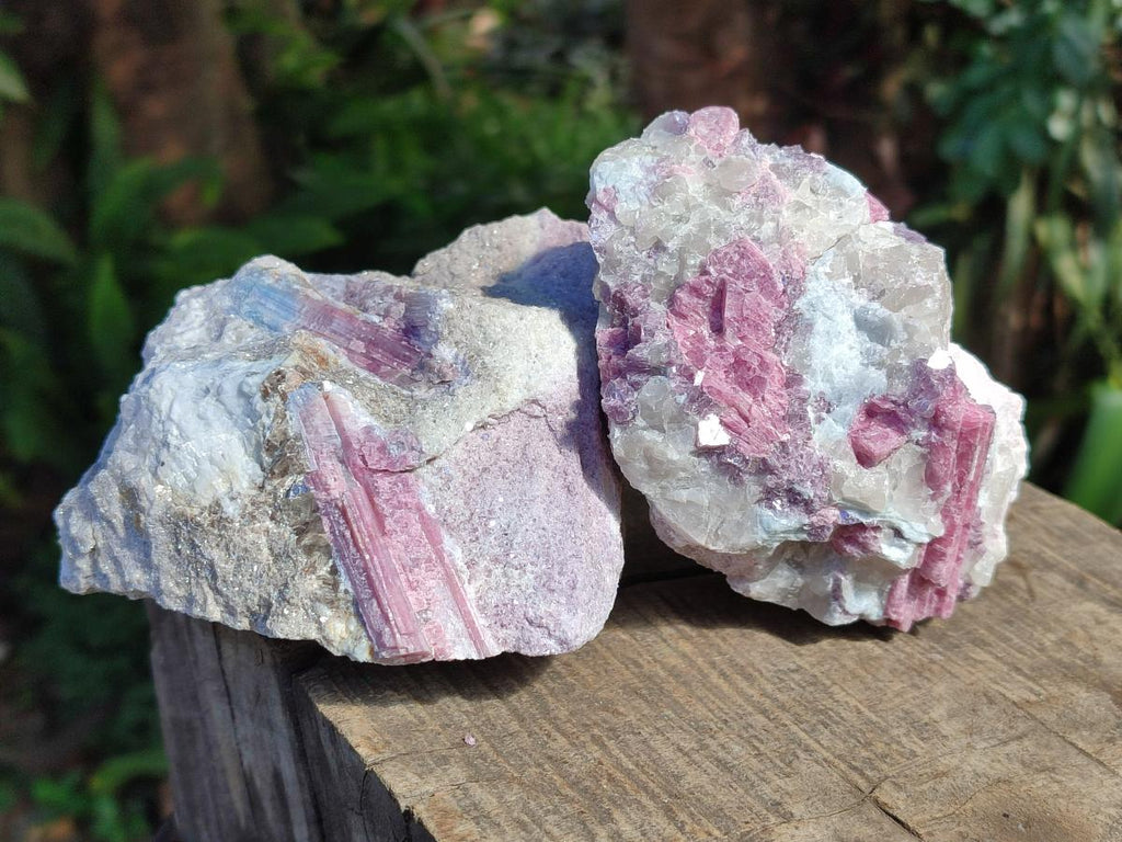 Natural Pink Rubellite Tourmaline Specimens x 3 From Karibib, Namibia - Toprock Gemstones and Minerals 