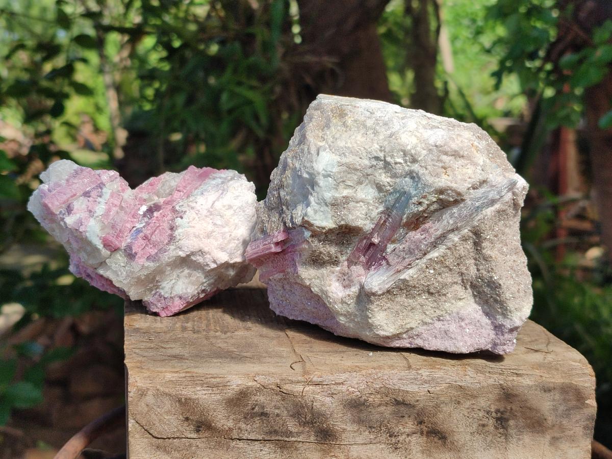 Natural Pink Rubellite Tourmaline Specimens x 3 From Karibib, Namibia - Toprock Gemstones and Minerals 