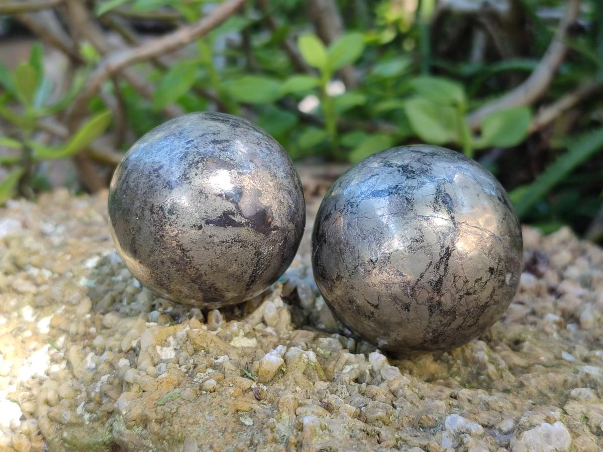 Polished Basalt Pharaoh Stone Spheres x 6 From Iron Duke Mine, Zimbabwe - Toprock Gemstones and Minerals 