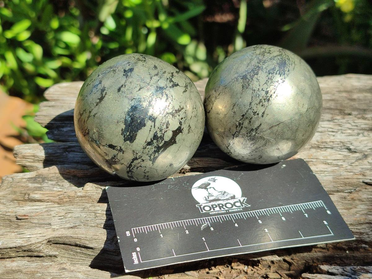 Polished Basalt Pharaoh Stone Spheres x 6 From Iron Duke Mine, Zimbabwe - Toprock Gemstones and Minerals 