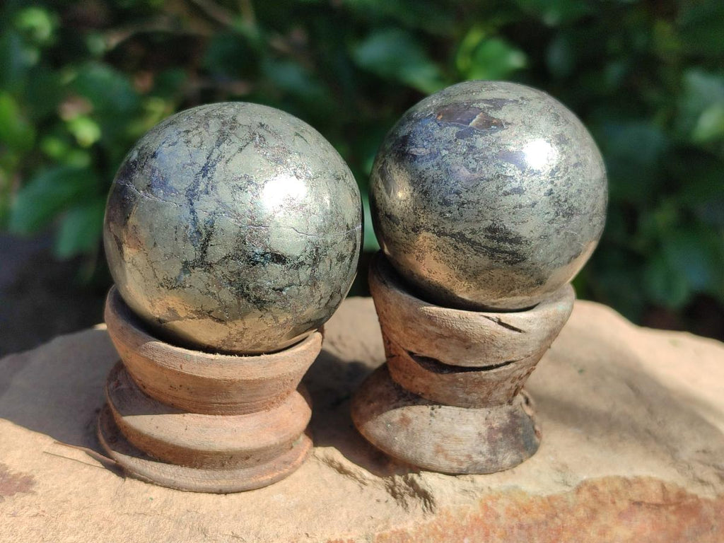 Polished Basalt Pharaoh Stone Spheres x 6 From Iron Duke Mine, Zimbabwe - Toprock Gemstones and Minerals 
