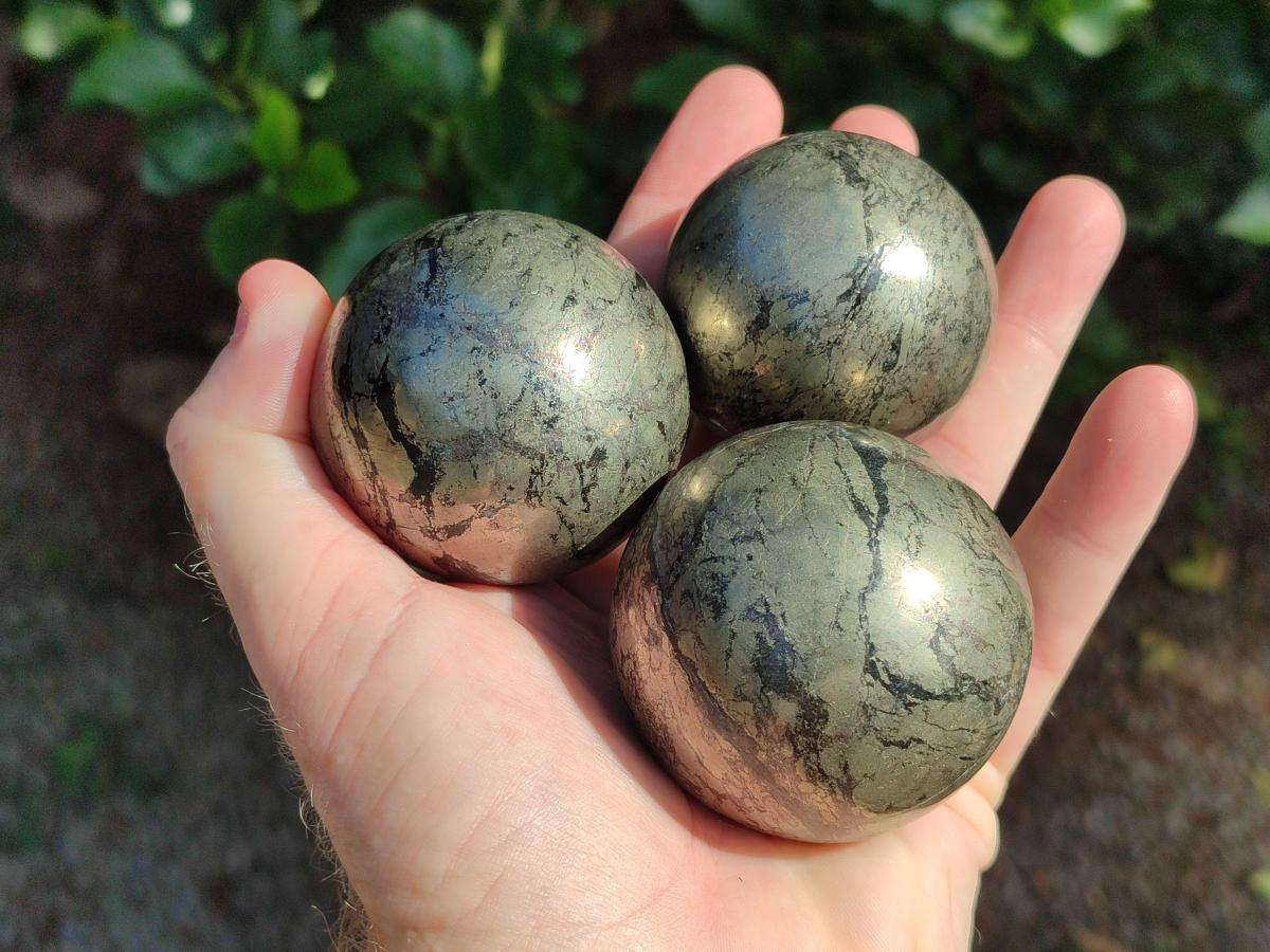 Polished Basalt Pharaoh Stone Spheres x 6 From Iron Duke Mine, Zimbabwe - Toprock Gemstones and Minerals 