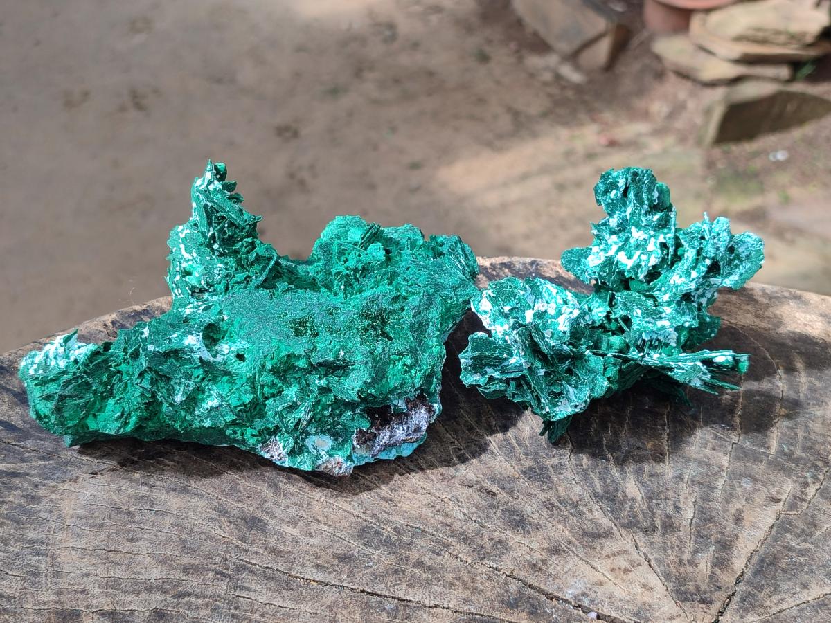 Natural Rare Malachite Pseudomorph Specimens x 2 From Kolwezi, Congo - Toprock Gemstones and Minerals 