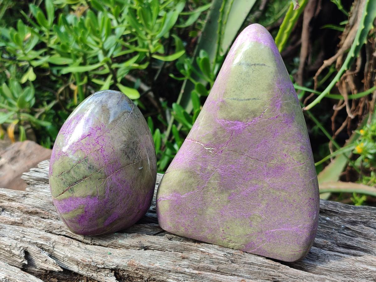 Polished Stichtite Standing Display Pieces x 2 From Barberton, South Africa - Toprock Gemstones and Minerals 