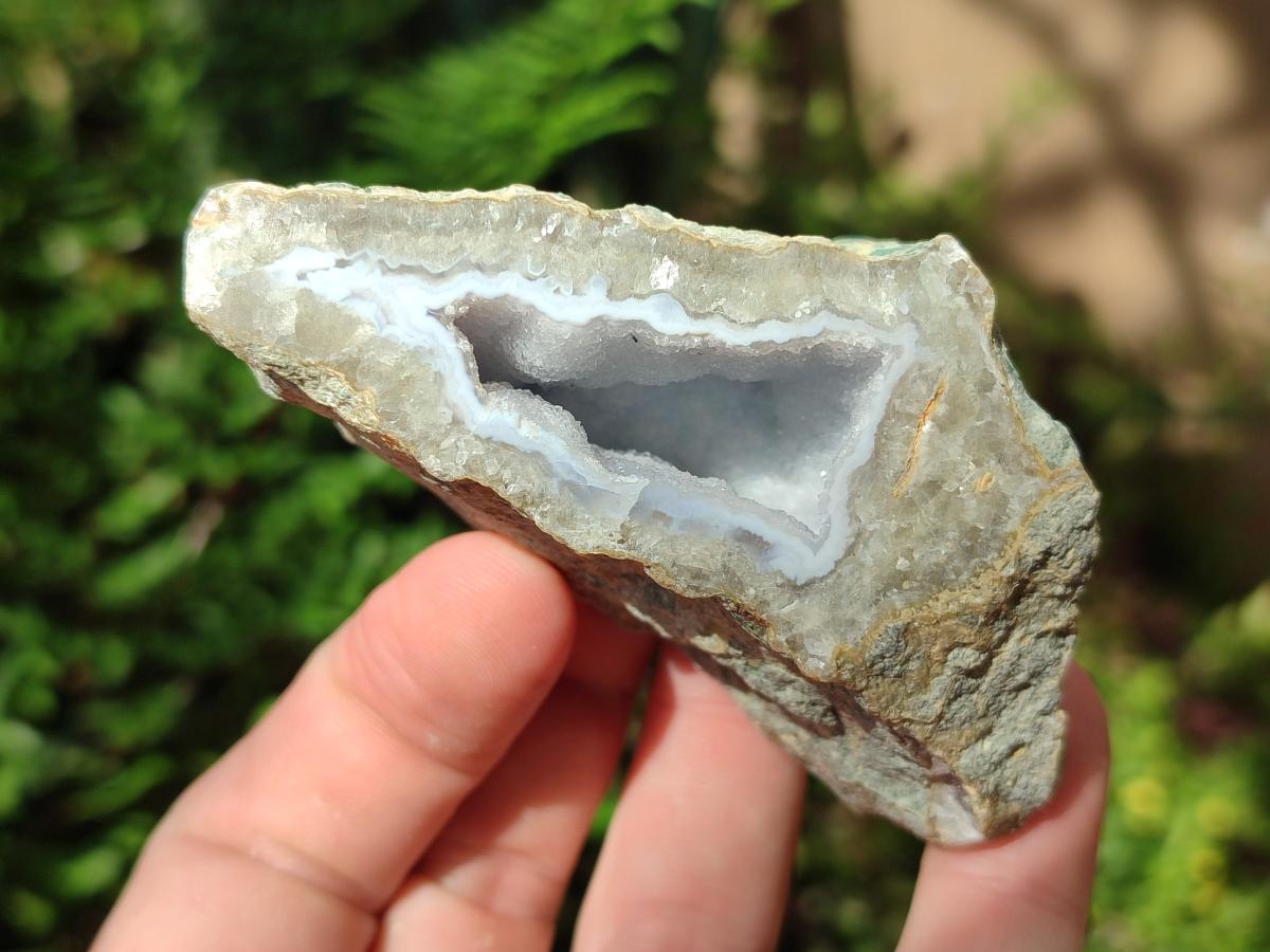 Polished On One Side Blue Lace Agate Geodes x 12 From Nsanje, Malawi - Toprock Gemstones and Minerals 