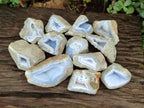 Polished On One Side Blue Lace Agate Geodes x 12 From Nsanje, Malawi - Toprock Gemstones and Minerals 