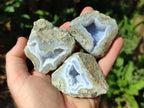 Polished On One Side Blue Lace Agate Geodes x 12 From Nsanje, Malawi - Toprock Gemstones and Minerals 
