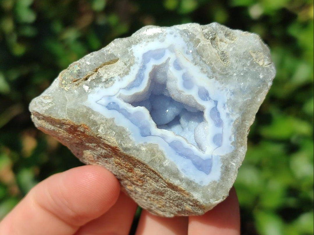 Polished On One Side Blue Lace Agate Geodes x 12 From Nsanje, Malawi - Toprock Gemstones and Minerals 