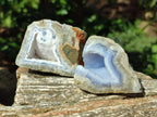 Polished On One Side Blue Lace Agate Geodes x 12 From Nsanje, Malawi - Toprock Gemstones and Minerals 
