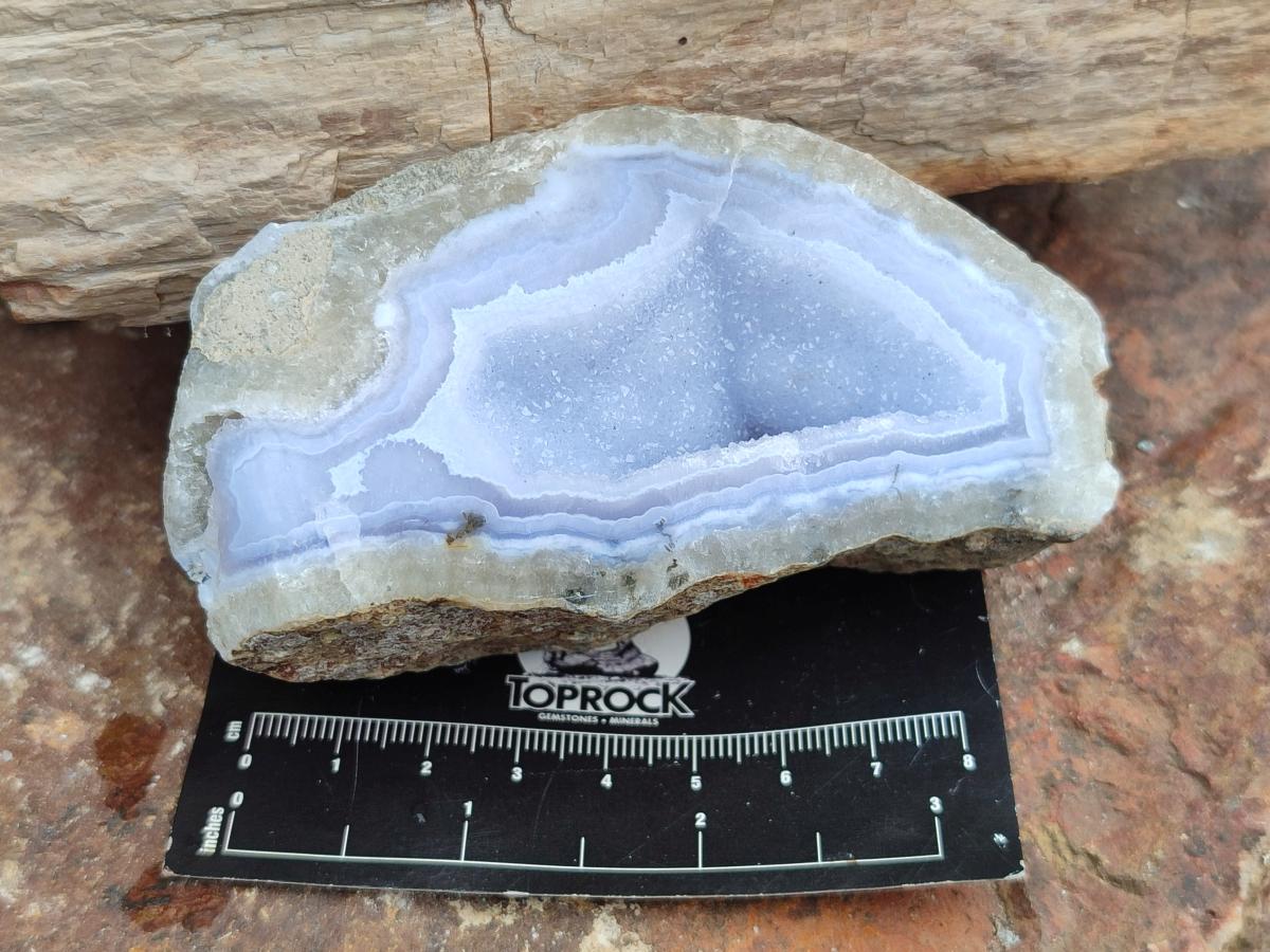 Polished On One Side Blue Lace Agate Geodes x 12 From Nsanje, Malawi - Toprock Gemstones and Minerals 