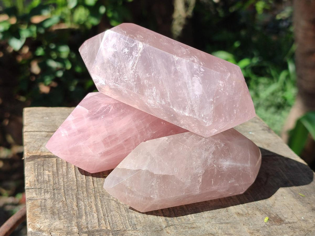 Polished Double Terminated Gemmy Lavender and Rose Quartz Crystals x 6 From Madagascar - Toprock Gemstones and Minerals 