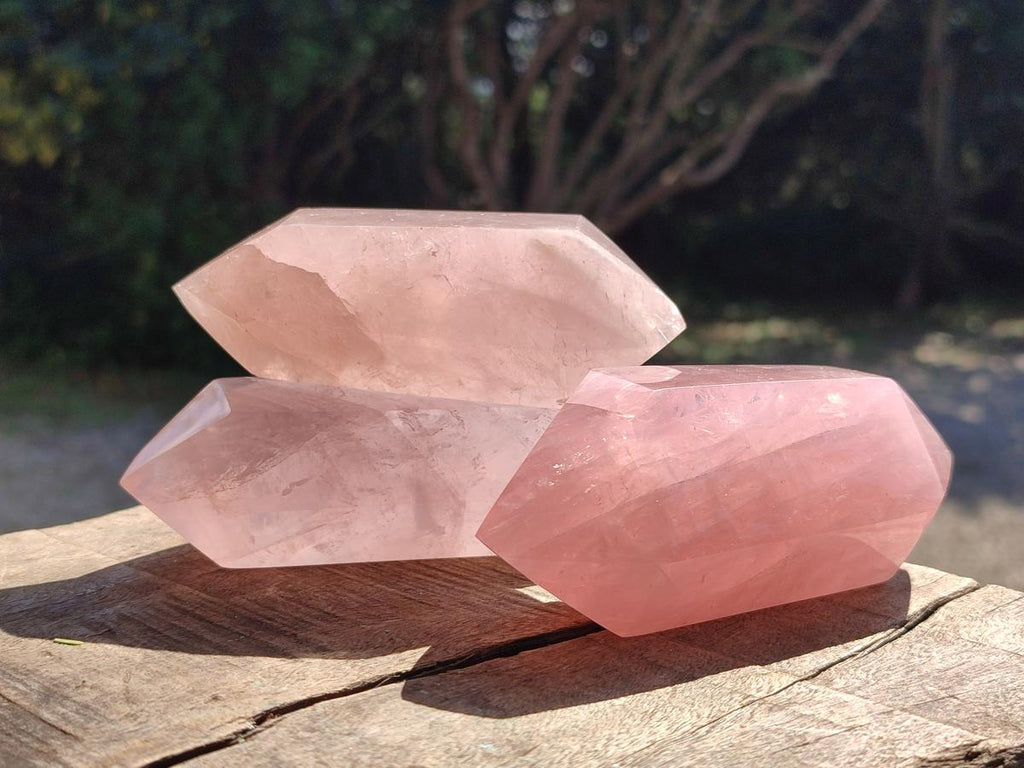 Polished Double Terminated Gemmy Lavender and Rose Quartz Crystals x 6 From Madagascar - Toprock Gemstones and Minerals 