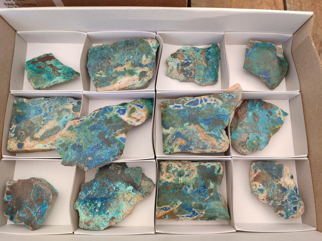 Polished One Side Shattuckite Free Forms x 12 From Kaokoveld, Namibia - Toprock Gemstones and Minerals 