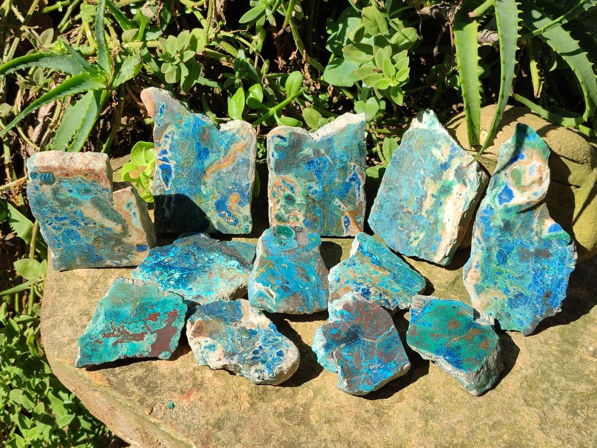 Polished One Side Shattuckite Free Forms x 12 From Kaokoveld, Namibia - Toprock Gemstones and Minerals 