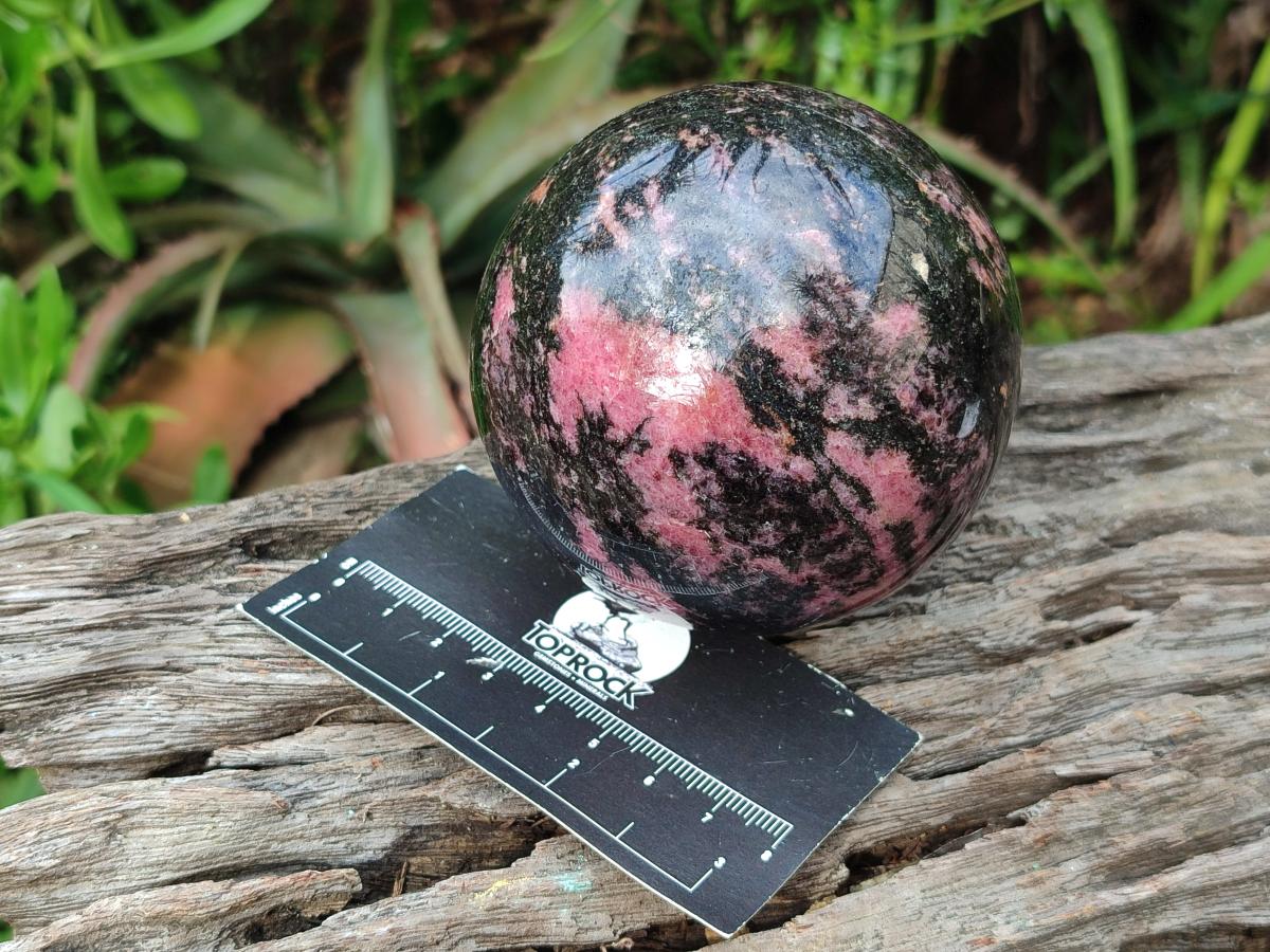 Polished Rhodonite Gemstone Spheres x 3 From Ambindavato, Madagascar - Toprock Gemstones and Minerals 