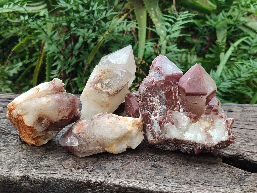 Natural Red Hematoid Quartz Crystals and Clusters x 4 From Karoi, Zimbabwe - Toprock Gemstones and Minerals 