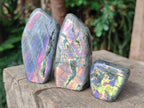 Polished Rare Purple Sunset Flash Labradorite Standing Display Pieces x 12 From Madagascar - Toprock Gemstones and Minerals 