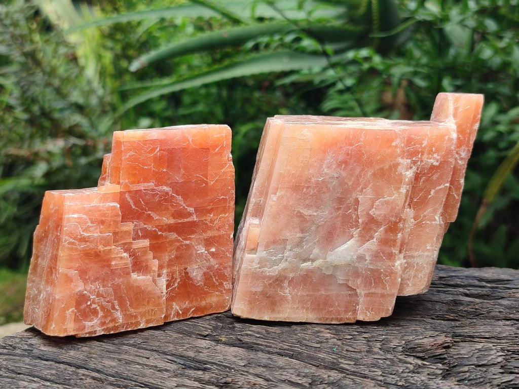 Natural Rhombohedral Sunset Orange Calcite Specimens x 12 From Spitzkop, Namibia - Toprock Gemstones and Minerals 