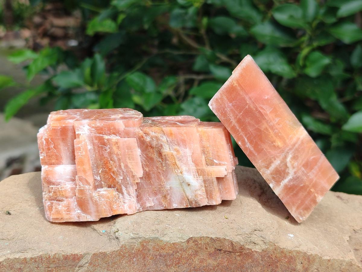 Natural Rhombohedral Sunset Orange Calcite Specimens x 12 From Spitzkop, Namibia - Toprock Gemstones and Minerals 