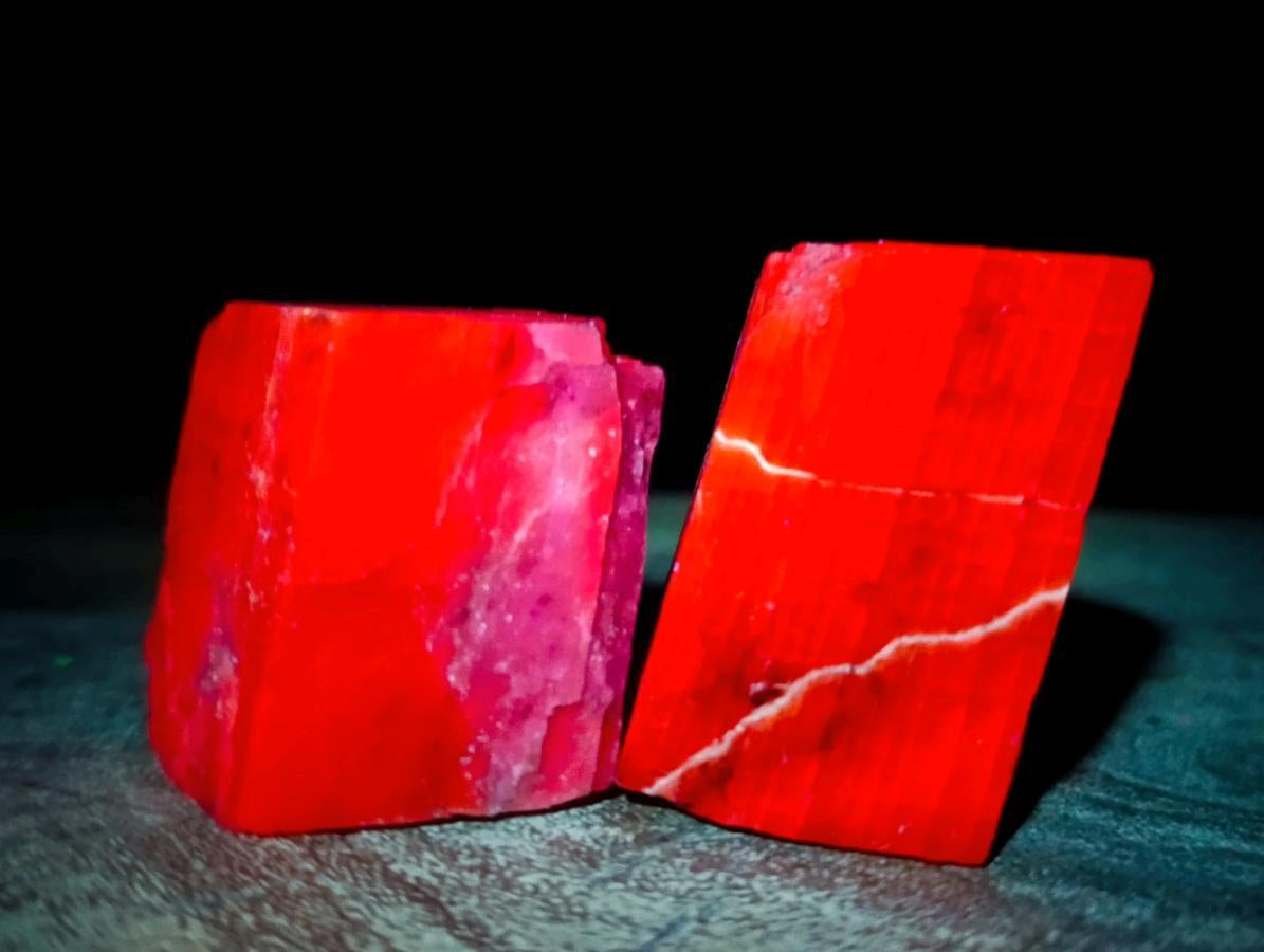 Natural Rhombohedral Sunset Orange Calcite Specimens x 12 From Spitzkop, Namibia - Toprock Gemstones and Minerals 