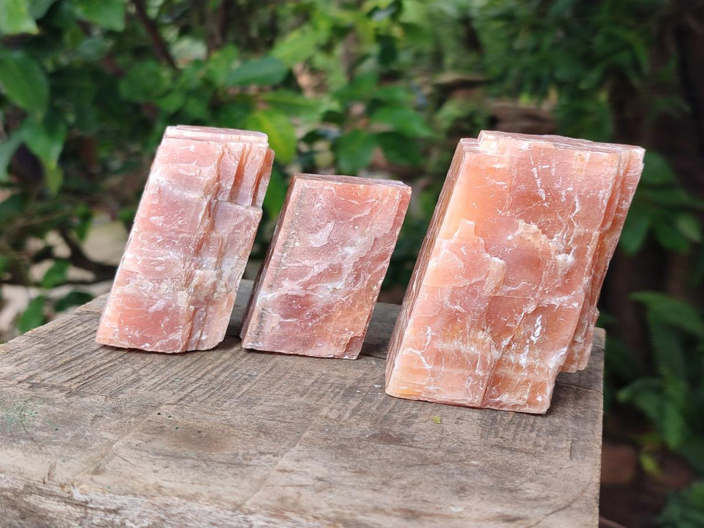 Natural Rhombohedral Sunset Orange Calcite Specimens x 12 From Spitzkop, Namibia - Toprock Gemstones and Minerals 