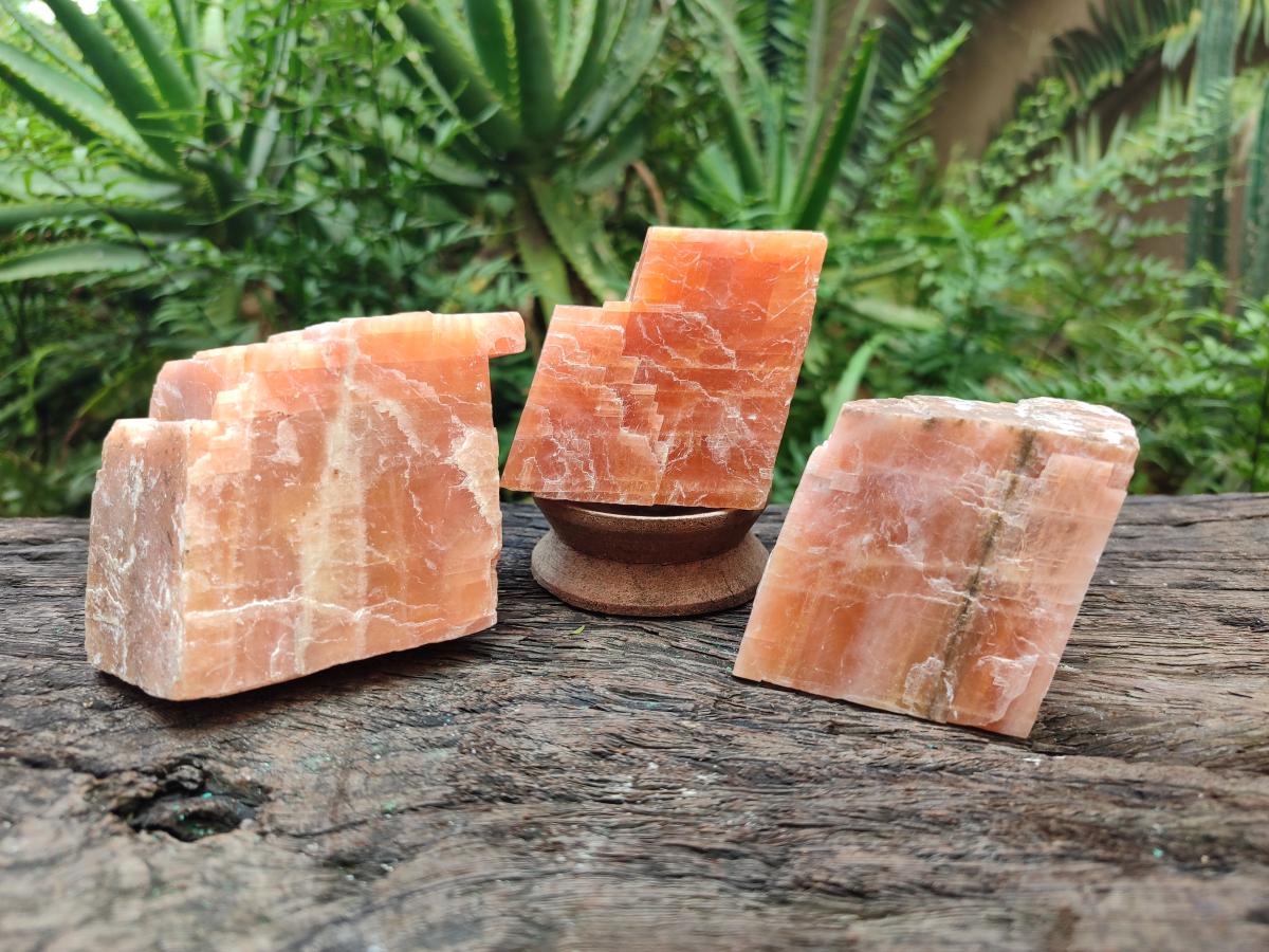 Natural Rhombohedral Sunset Orange Calcite Specimens x 12 From Spitzkop, Namibia - Toprock Gemstones and Minerals 