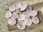 Polished Gemmy Rose Quartz Palm Stones x 35 From Madagascar - Toprock Gemstones and Minerals 