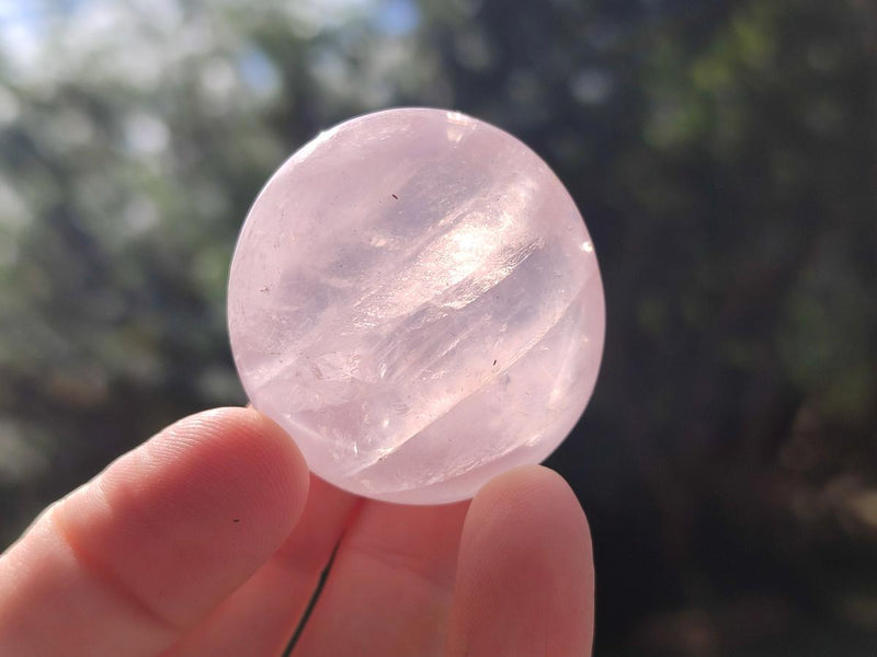 Polished Gemmy Rose Quartz Palm Stones x 35 From Madagascar - Toprock Gemstones and Minerals 