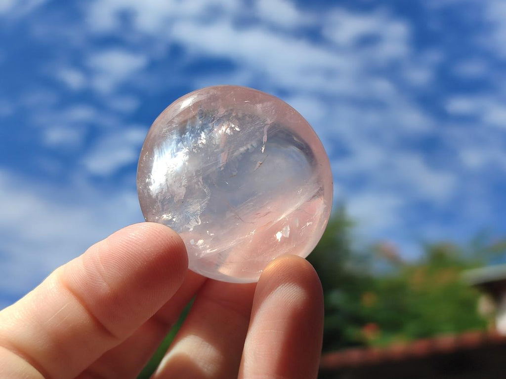 Polished Gemmy Rose Quartz Palm Stones x 35 From Madagascar - Toprock Gemstones and Minerals 