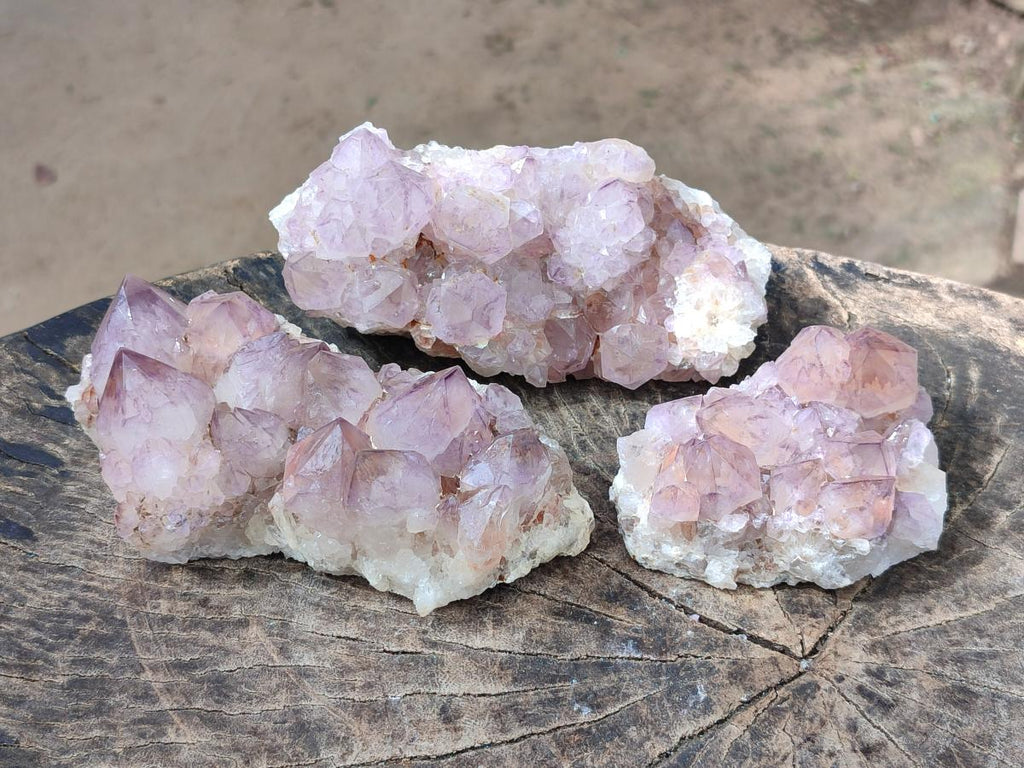 Natural Sunburst Spirit Amethyst Crystal Clusters x 3 From Boekenhouthoek, South Africa - Toprock Gemstones and Minerals 