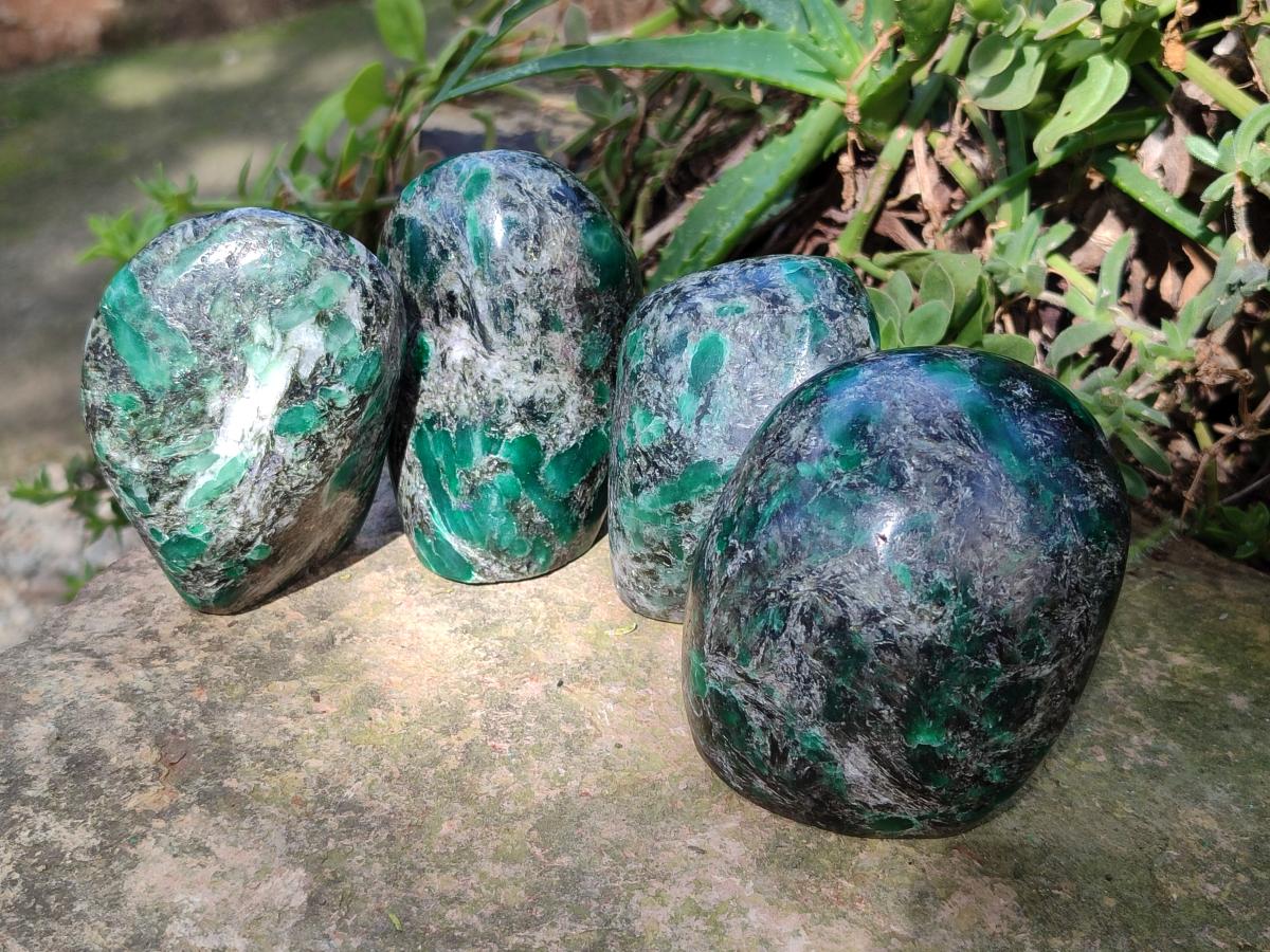 Polished Emerald Mica 'Mutokolite' Standing Display Pieces x 4 From Mutoko, Zimbabwe - Toprock Gemstones and Minerals 