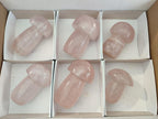 Polished Gemmy Rose Quartz Mushrooms x 6 From Madagascar - Toprock Gemstones and Minerals 