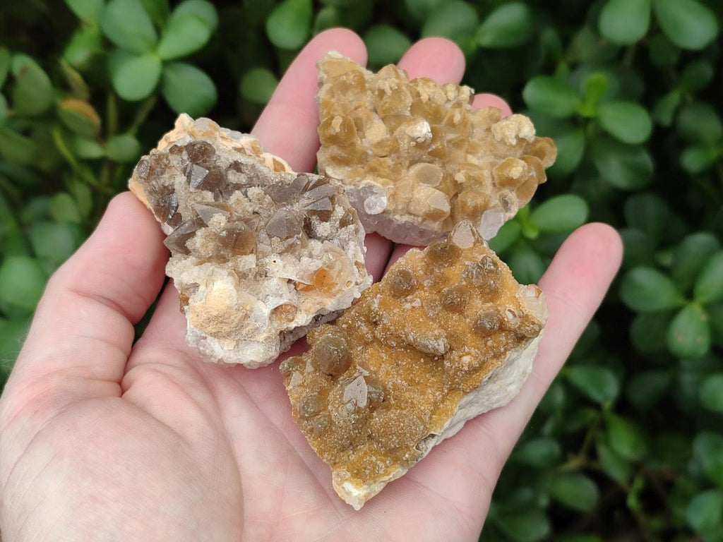 Natural Small Golden Limonite Quartz Crystal Cluster Plates x 35 From Solwezi, Zambia - Toprock Gemstones and Minerals 