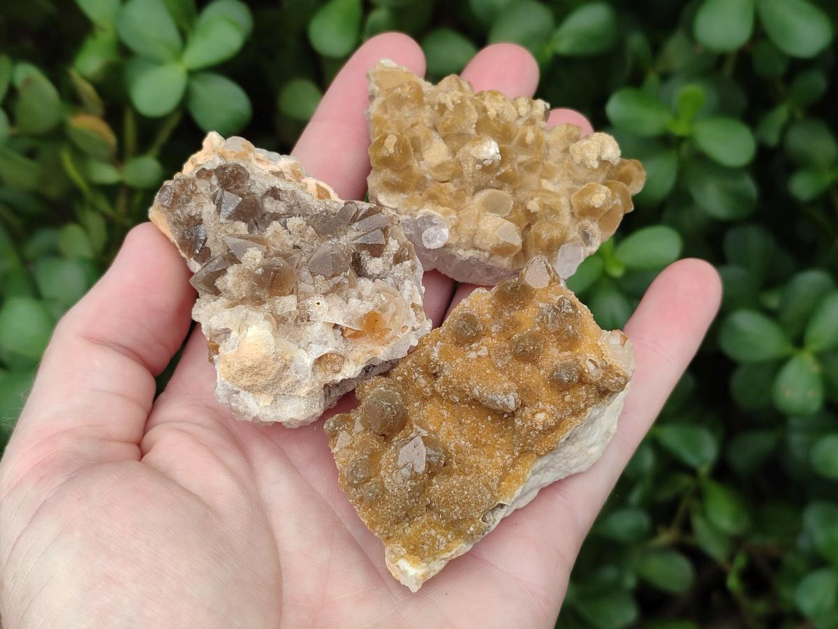 Natural Small Golden Limonite Quartz Crystal Cluster Plates x 35 From Solwezi, Zambia - Toprock Gemstones and Minerals 