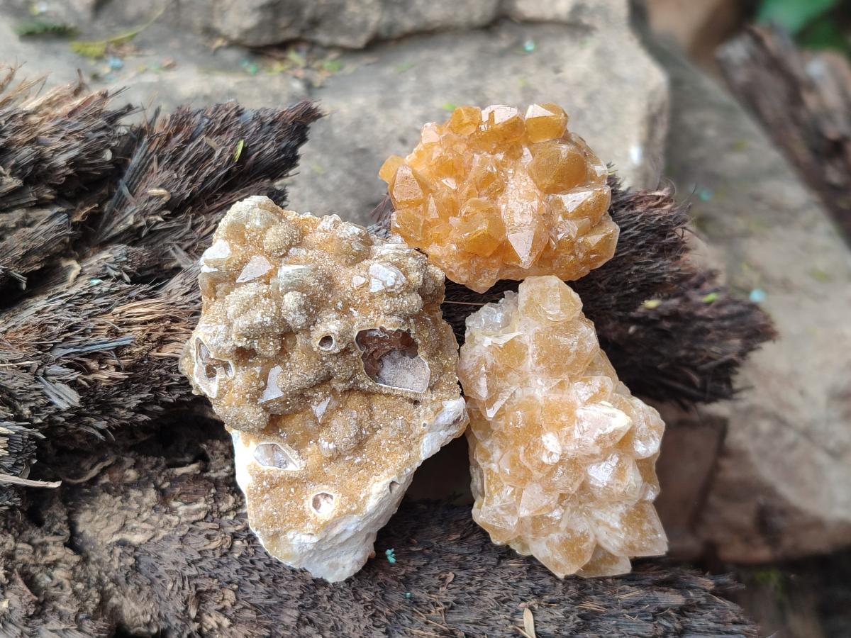Natural Small Golden Limonite Quartz Crystal Cluster Plates x 35 From Solwezi, Zambia - Toprock Gemstones and Minerals 