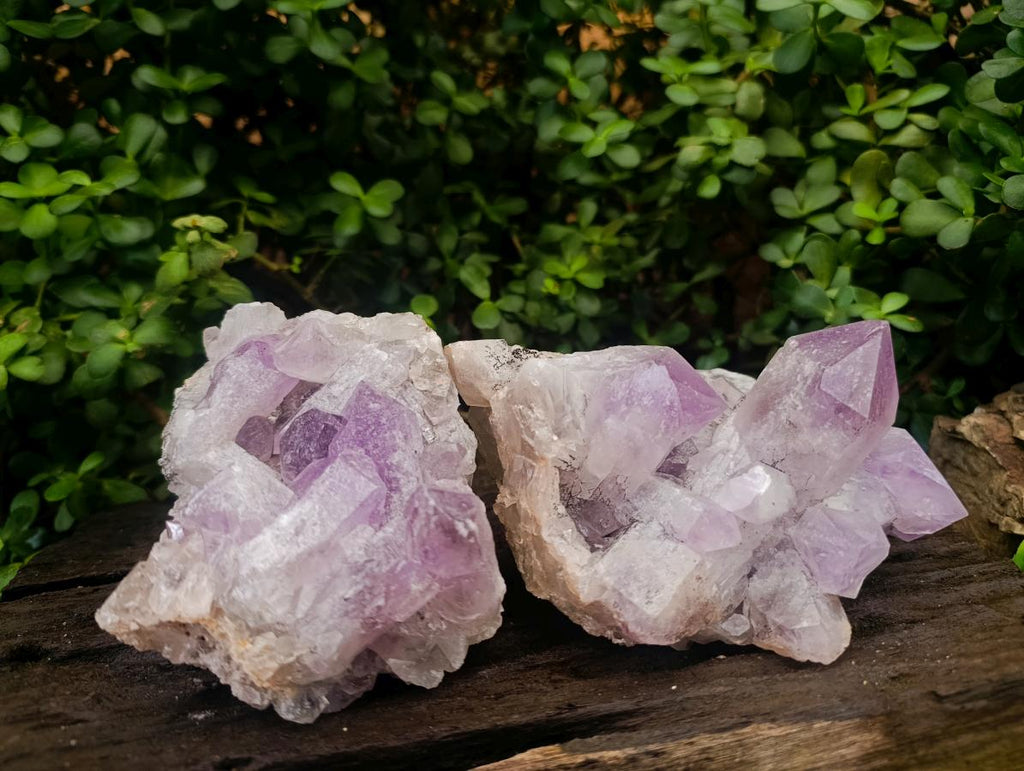 Natural Jacaranda Amethyst Crystal Clusters x 2 From Mumbwa, Zambia - Toprock Gemstones and Minerals 